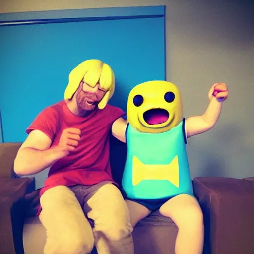 Prompt: Finn and Jake from Adventure Time selfie