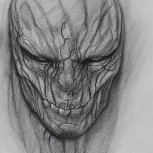 Image similar to a flesh creature with veins and eyes, pencil sketch