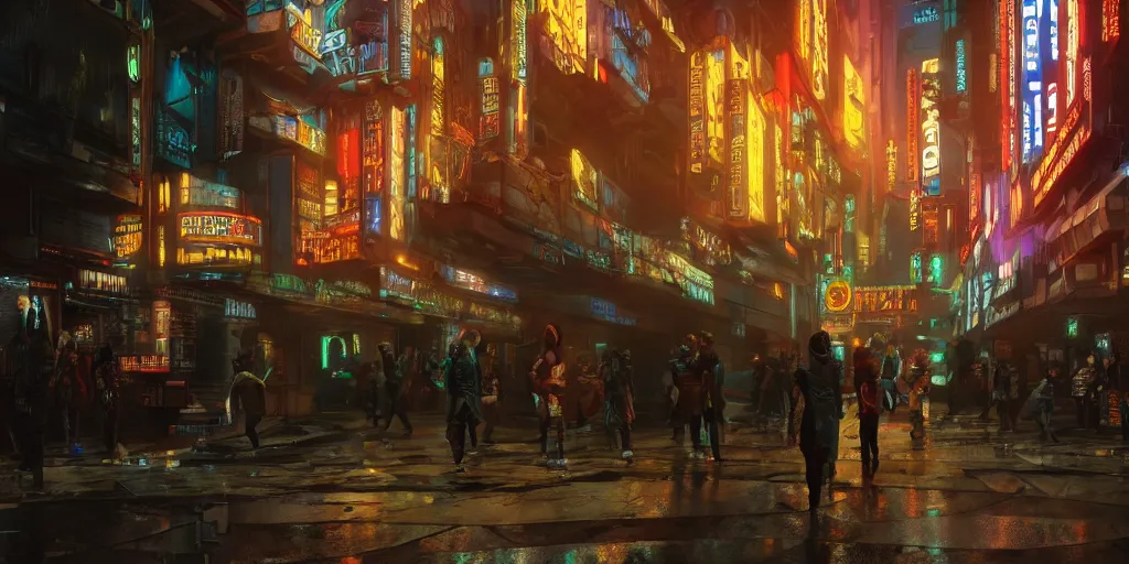 Prompt: Photorealistic cyberpunk theatre in crowded Charlottetown night. Hyperdetailed photorealism, UHD, amazing depth, glowing rich colors, golden ration, 3D octane cycle unreal engine 5, 3d shading, cinematic lighting, artstation concept art