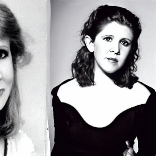 Image similar to carrie fisher in her youth looks exactly like artist stevie nicks
