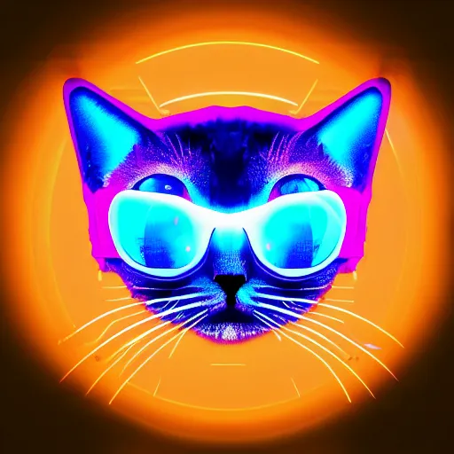 Image similar to anime cat, portrait, vaporwave, synthwave, neon, vector graphics, cinematic, volumetric lighting, f 8 aperture, cinematic eastman 5 3 8 4 film, photorealistic