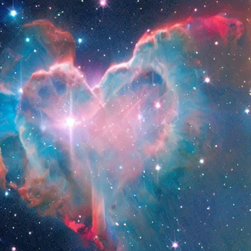 Image similar to a nebula in the shape of a heart, hubble