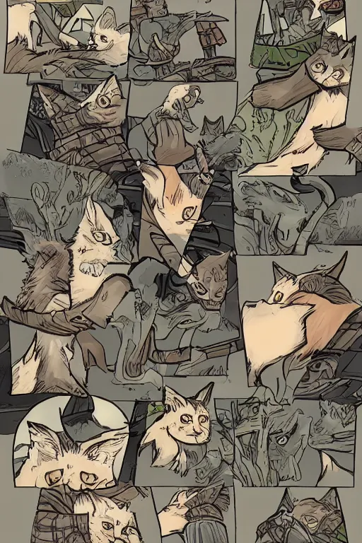 a graphic novel comic about warrior cats, Stable Diffusion