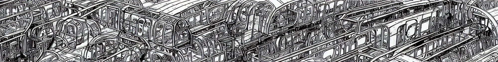 Prompt: full train graffiti retrofuturism escher motif