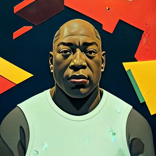 Image similar to young michael clarke duncan, profile picture by sachin teng, asymmetrical, organic painting, matte painting, geometric shapes, hard edges, graffiti, street art : 2 by sachin teng : 4