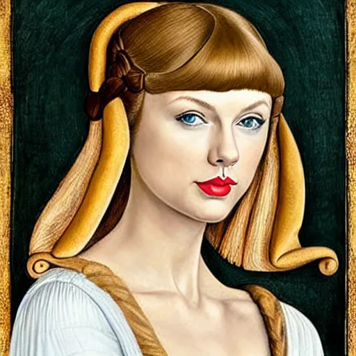 Image similar to taylor swift as princess leia, elegant portrait by sandro botticelli, detailed, symmetrical, intricate