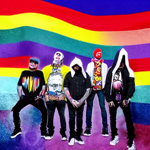 Prompt: hollywood undead but theyre based on pride flags