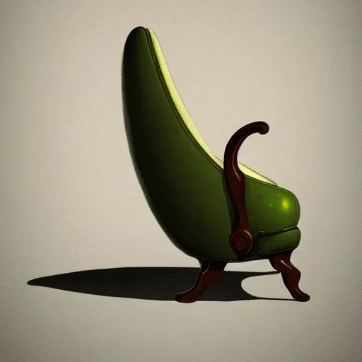 Image similar to digital painting of an armchair in the shape of an avocado cinematic lightning 4k award winning artstation