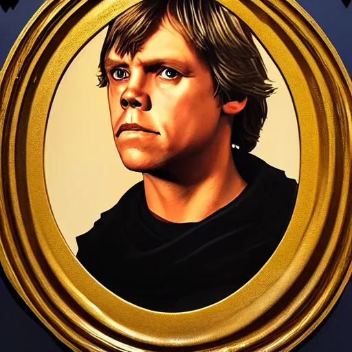 Image similar to a portrait painting of luke skywalker from star wars in a renaissance style hanging in a museum