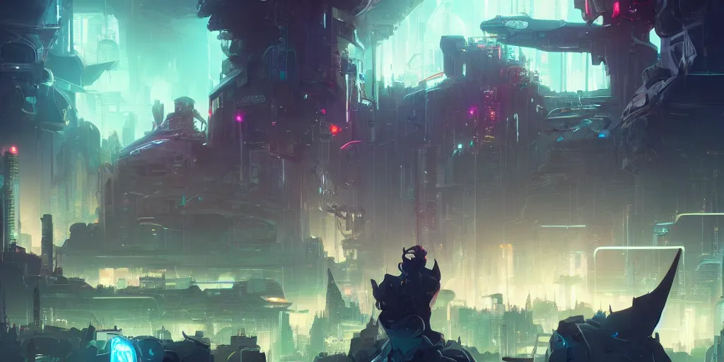 Image similar to cyberpunk world as seen from outer space concept art by pete mohrbacher and artgerm and wlop and greg rutkowski, digital art, highly detailed, intricate, sci-fi, neon colors, sharp focus, Trending on Artstation HQ, deviantart, unreal engine 5, 4K UHD image