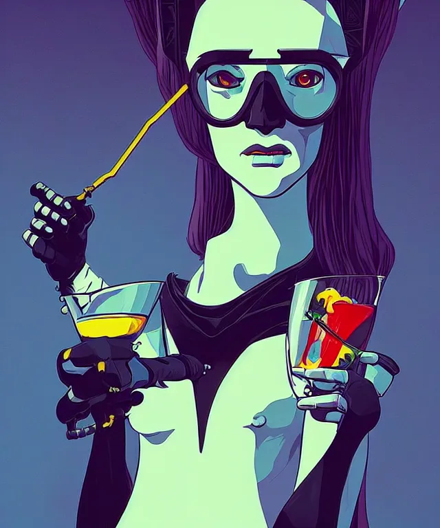 Image similar to a portrait of an anthropomorphic donkey holding a martini, cyberpunk!, fantasy, elegant, digital painting, artstation, concept art, matte, sharp focus, illustration, art by josan gonzalez