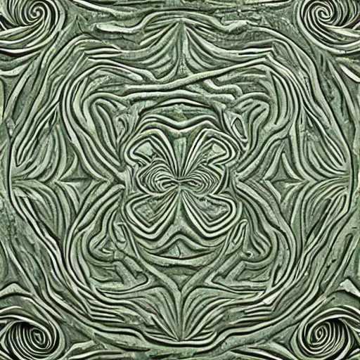 Image similar to thin lines, fractals, lichen macro, joe fenton, serpentine twisty maze, carved soapstone ceiling relief paneling white and pale green