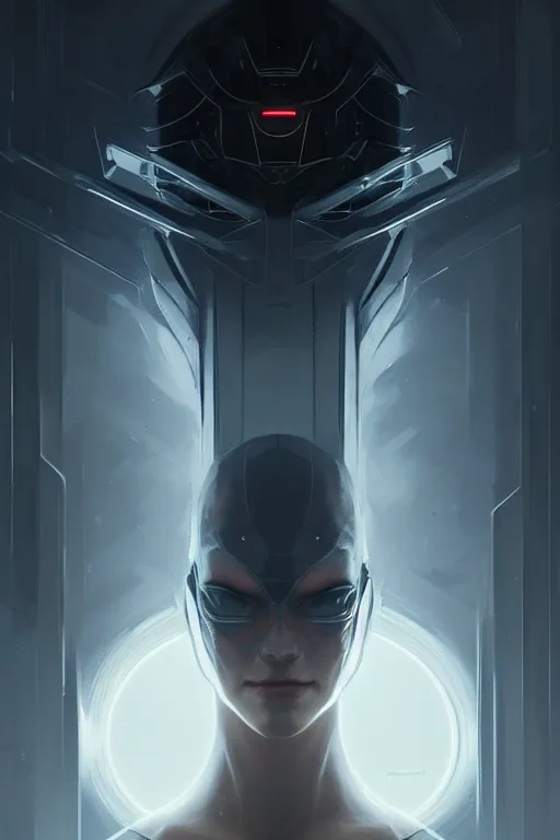 Prompt: professional concept art symmetrical portrait of a ominous floating!! robotic thing in a dark room by artgerm and greg rutkowski. an intricate, elegant, highly detailed digital painting, concept art, smooth, sharp focus, illustration, in the style of cam sykes.