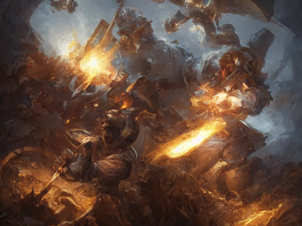 Prompt: a blacksmith throwing a hammer made out of lightning in the baroque era, hearthstone art style, epic fantasy style art by Craig Mullins, fantasy epic digital art, epic fantasy card game art by Greg Rutkowski