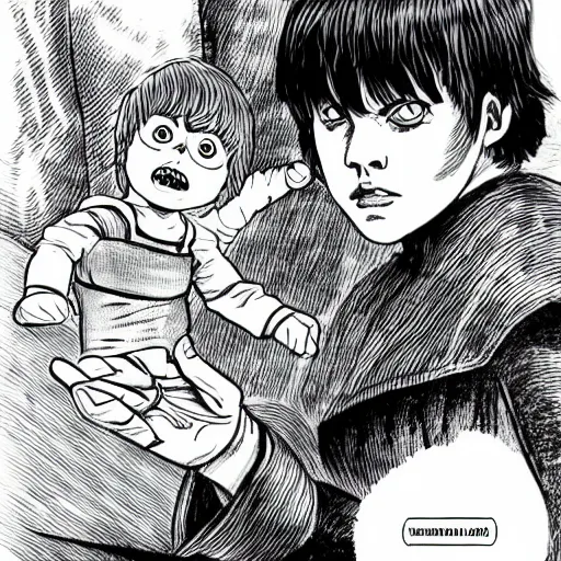 Image similar to junji ito dark ink luke skywalker jedi