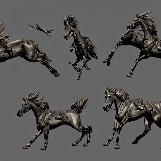 Prompt: neon digital fantasy horse by Eadweard Muybridge reimagined by industrial light and magic, digital screenshot, trending on artstation