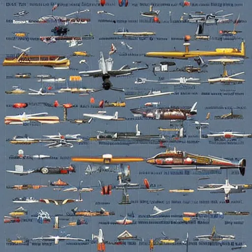 Prompt: the entire history of aviation condensed into a single highly detailed picture