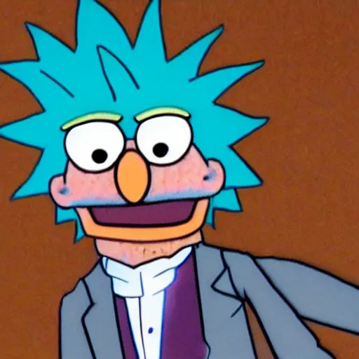 Image similar to Rick Sanchez depicted as a muppet