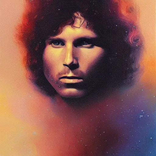 Image similar to UHD tonalism cosmic painting of Jim Morrison, by Antonio Caparo and Ferdinand Knab and Greg Rutkowski, UHD, photorealistic, trending on artstation, trending on deviantart