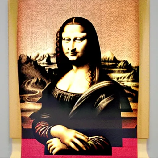 Image similar to monalisa made with internet photos, collage, constructivist artwork, internet collage