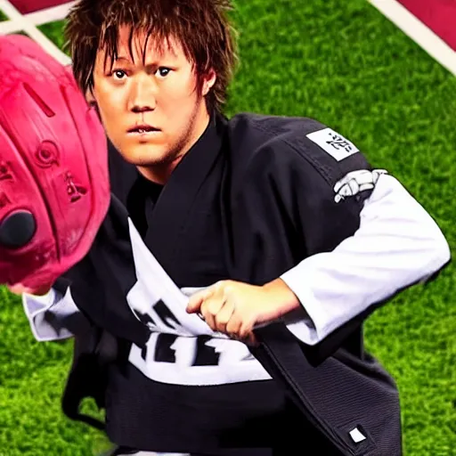 Image similar to Matthew Stafford as Yuji Itadori in Jujutsu Kaisen