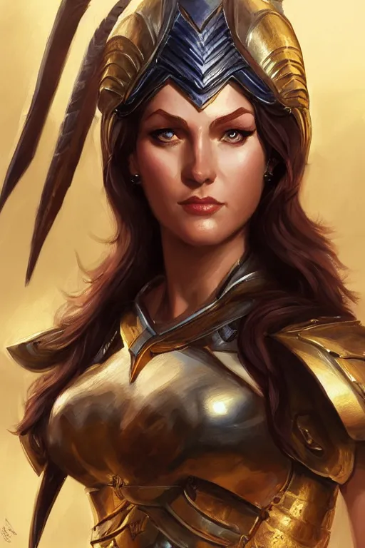 Image similar to amazon valkyrie athena, d & d, fantasy, portrait, highly detailed, headshot, digital painting, trending on artstation, concept art, sharp focus, illustration, art by artgerm and greg rutkowski and magali villeneuve