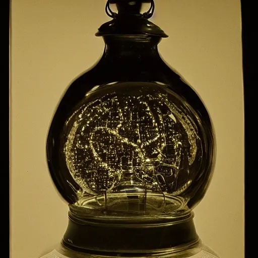 Prompt: a beautifully lit, award winning photo of a specimen bell jar from a cabinet of curiosities