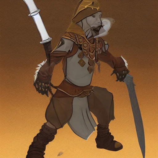 Image similar to fantasy rpg character anthropromorphic fox ranger with only one arm wielding a gladius