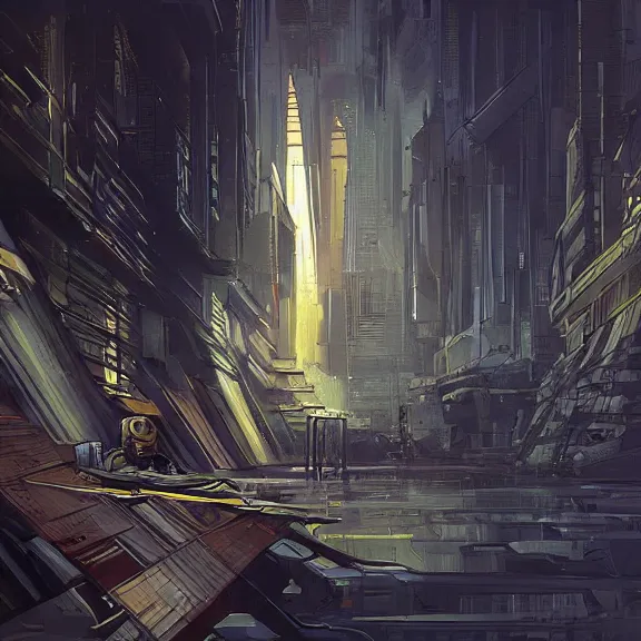 Prompt: a painting in the style of jean - claude mezieres and in the style of stephan martiniere