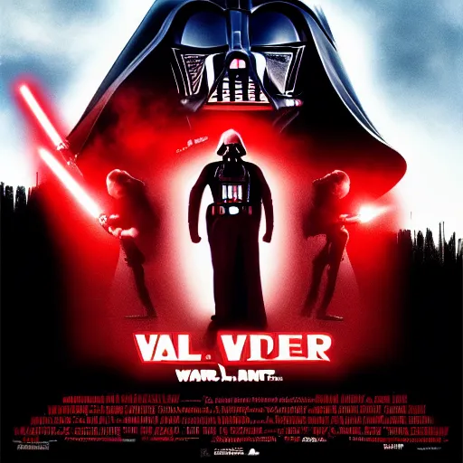 Prompt: a movie poster featuring darth vader