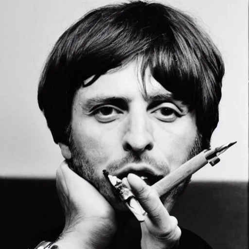 Image similar to Fabrizio De Andrè smoking a cigarette,black and white