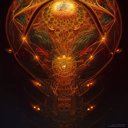 Image similar to book of genesis, glowing, fantasy, circuitry, explosion, dramatic, intricate, elegant, highly detailed, digital painting, artstation, concept art, smooth, sharp focus, illustration, art by Gustave Dore, octane render