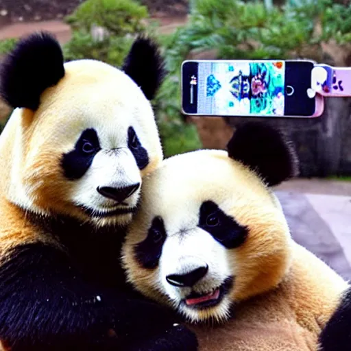 Prompt: panda and aladdin taking a selfie