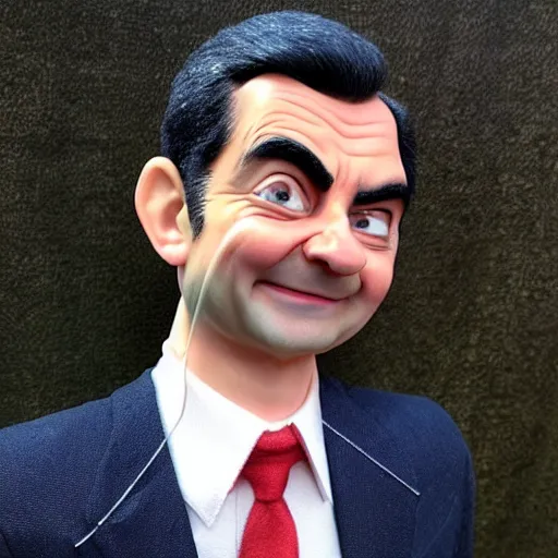 Prompt: a wax statue of the cartoon version of mr bean, realistic, detailed, smooth,