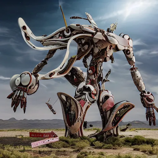 Image similar to futuristic welwitschia mirabilis mecha welwitschia body, sepals forming helmet, floral details, welwitschia, 8 k hd resolution, barbatos gundam with floral inlay, bandai box art, star wars, makoto kobayashi, frank gehry, raymond swanland