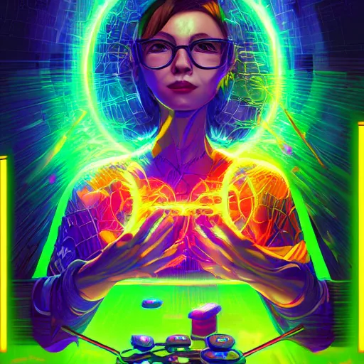 Image similar to skill magic geek inside matrix deepdream radiating a glowing aura stuff loot legends stylized digital illustration video game icon artstation lois van baarle, ilya kuvshinov, rossdraws,