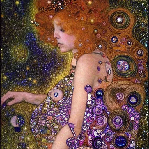 Prompt: dreamy angels cybernetic, in the cosmos, 🌌 intricate detail, klimt, royo,