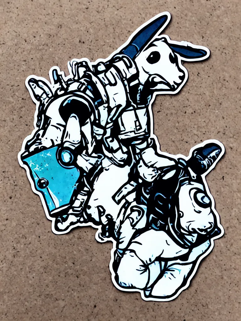 Prompt: sticker of a spacegoat in spacesuit