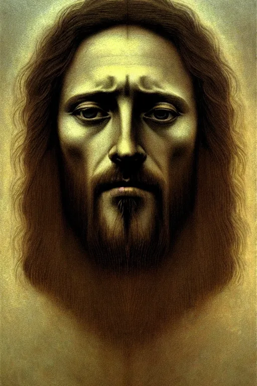 Prompt: jesus portrait, in the style of beksinski, solarpunk, atmospheric, clean, intricate and epic composition, gray by caravaggio, insanely quality, highly detailed, masterpiece, white light, artstation, 4 k