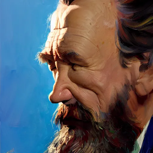 Image similar to greg manchess portrait painting of jim henson, medium shot, asymmetrical, profile picture, organic painting, sunny day, matte painting, bold shapes, hard edges, street art, trending on artstation, by huang guangjian and gil elvgren and sachin teng