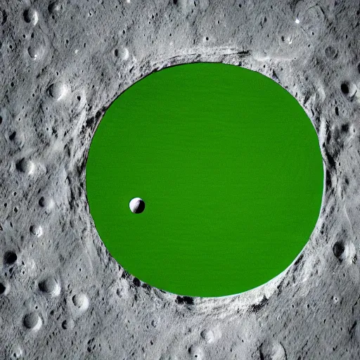 Image similar to a photo of a green soccer pitch on the moon, extreme long shot, photorealistic