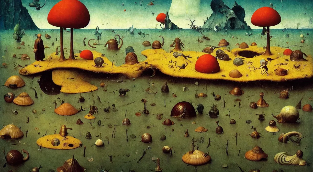 Prompt: single flooded simple!! snail toadstool anatomy, very coherent and colorful high contrast masterpiece by norman rockwell franz sedlacek hieronymus bosch dean ellis simon stalenhag rene magritte gediminas pranckevicius, dark shadows, sunny day, hard lighting