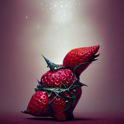 Prompt: strawberry corgi : by michal karcz, daniel merriam, victo ngai and guillermo del toro : ornate, dynamic, particulate, intricate, elegant, highly detailed, centered, artstation, smooth, sharp focus, octane render