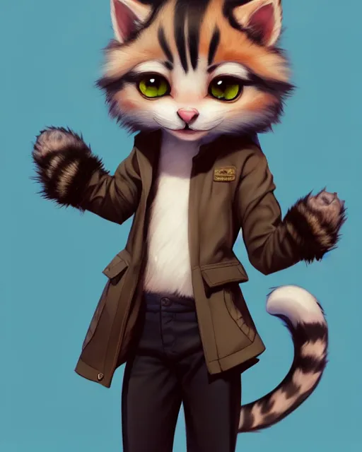 Image similar to character concept art of a young male anthropomorphic furry cat | | cute - fine - face, pretty face, key visual, realistic shaded perfect face, fine details by stanley artgerm lau, wlop, rossdraws, james jean, andrei riabovitchev, marc simonetti, and sakimichan, trending on artstation