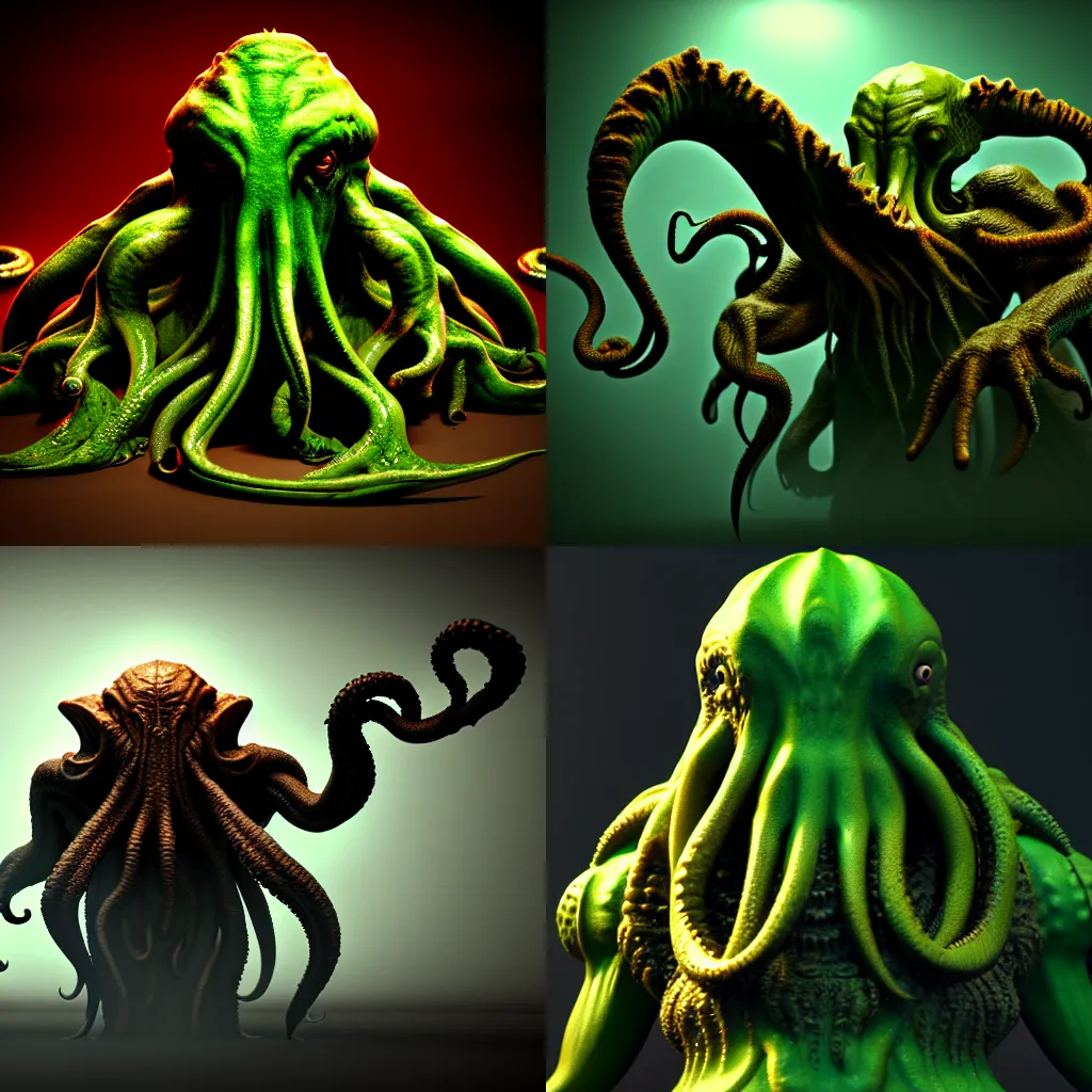 Image similar to cthulhu, octane render, unreal engine, ultradetailed, stylized as a 3 dimensional render