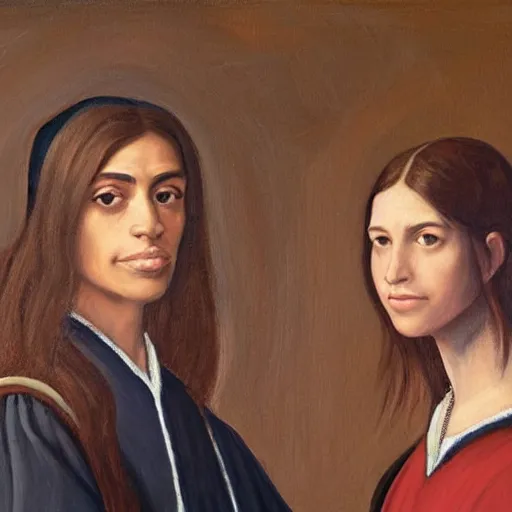 Prompt: Renaissance oil portrait of Alexandria Ocasio Cortez as a scholar, high-quality realistic oil painting with detailed strokes, Alexandria Ocasio Cortez as a robed Renaissance scholar