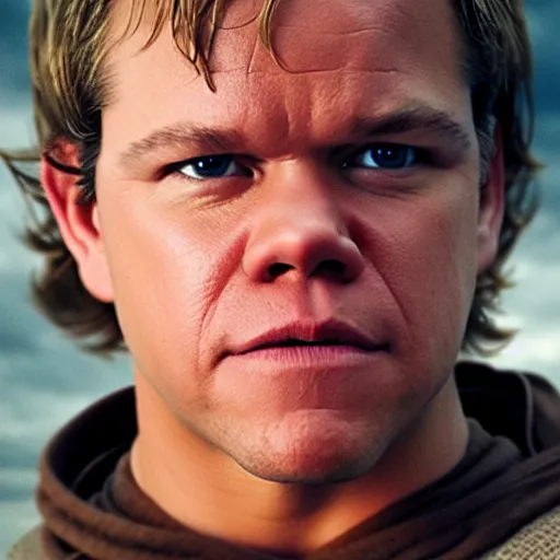 Image similar to matt damon as luke skywalker in star wars episode 6, 8k resolution, full HD, cinematic lighting, award winning, anatomically correct