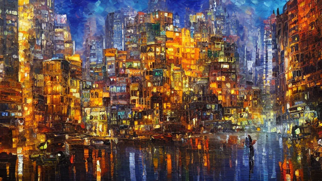 Prompt: Beautiful City,solarpunk, oil painting