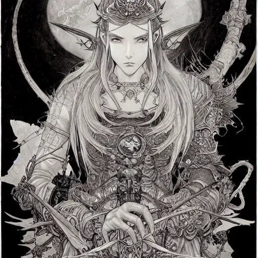 Image similar to prompt: World of Warcraft character portrait drawn Vania Zouravliov and Katsuhiro Otomo and Takato Yamamoto, inspired by Fables, magical and alchemical weapons, soft light, intricate detail, photorealistic style, intricate detailed oil painting, detailed illustration, oil painting, painterly feeling, intricate ink painting detail, sharp high detail, manga and anime 2000