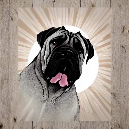 Image similar to a sunset patterned bullmastiff in a white room